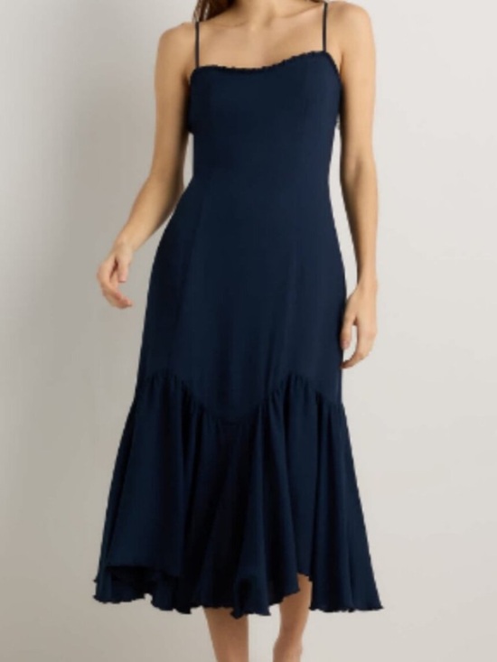 Quince Dresses & Skirts - Quince navy women’s lightweight crepe fluted hem midi dress XL NWT
